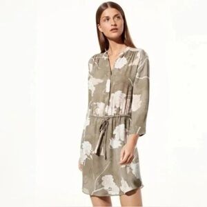 ARITZIA BABATON 100% Silk Floral Beige Dress (S)